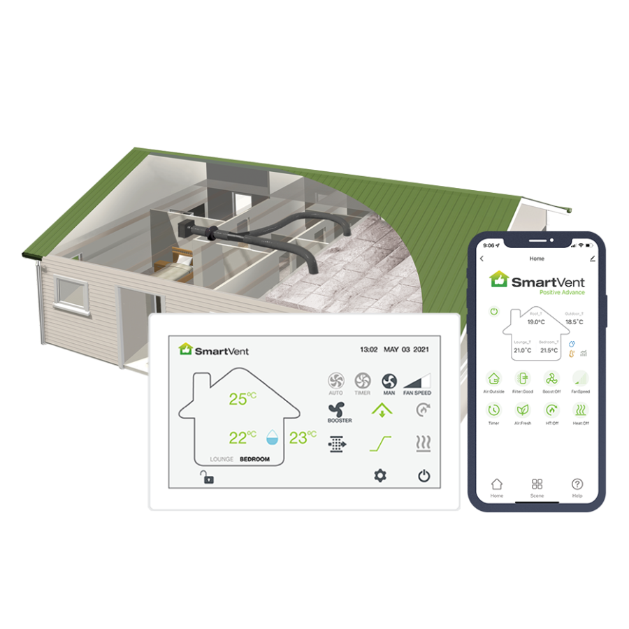 Superheat Electrical Hamilton Waikato - Heat Pump, air conditioning and ventilation Services -Smartvent Positive Advanced Pressure Systems 2 Room System with Controller Image