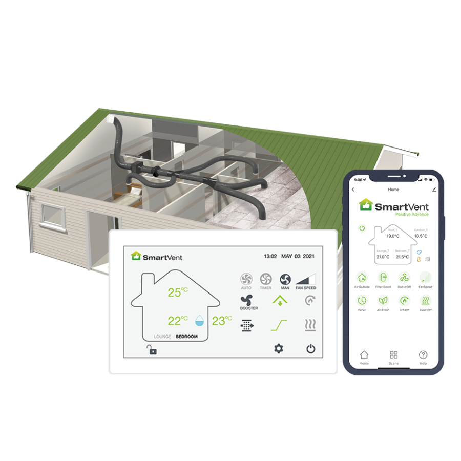 Superheat Electrical Hamilton Waikato - Heat Pump, air conditioning and ventilation Services -Smartvent Positive Advanced Pressure Systems 4 Room System with Controller Image