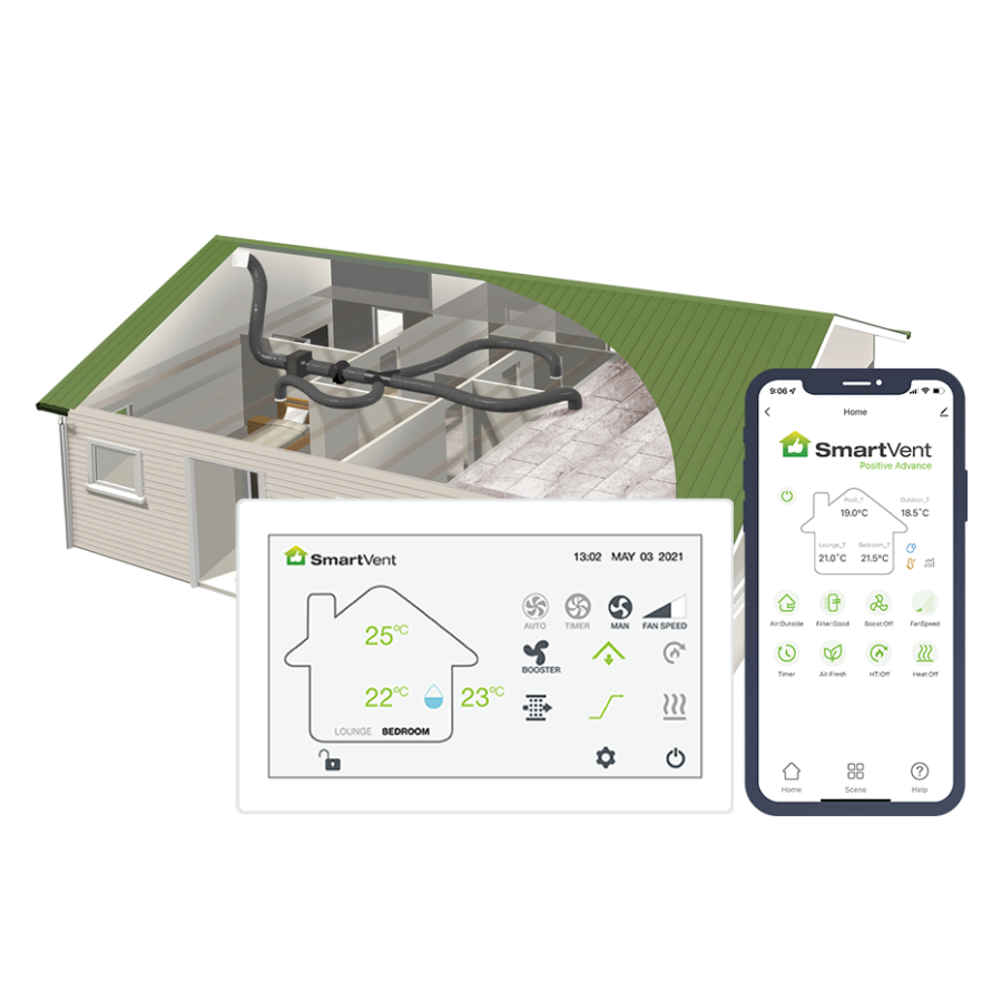 Superheat Electrical Hamilton Waikato - Heat Pump, air conditioning and ventilation Services -Smartvent Positive Advanced Pressure Systems 6 Room System with Controller Image