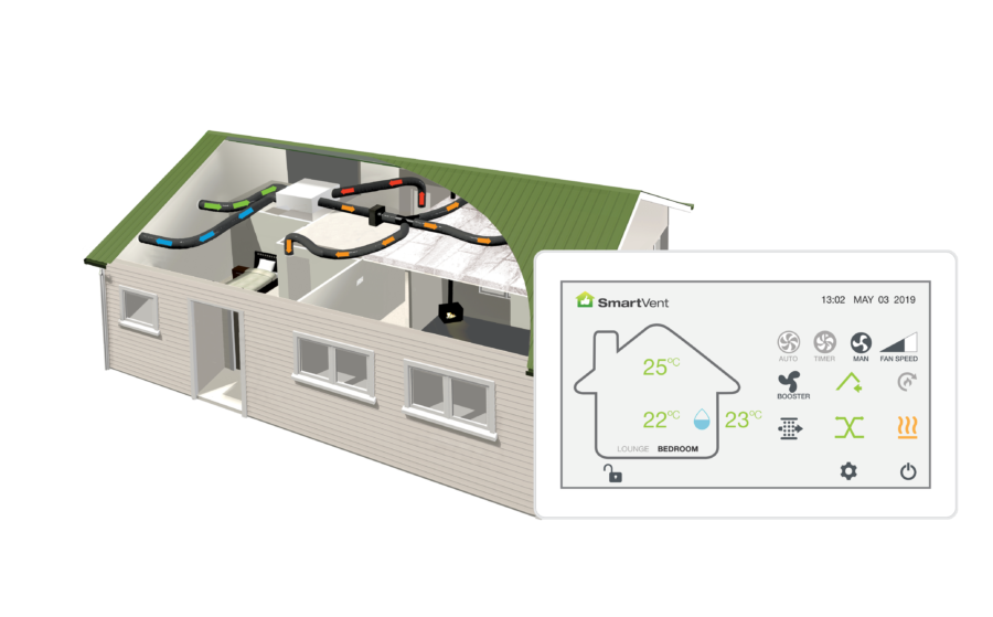 Superheat Electrical Hamilton Waikato - Heat Pump, air conditioning and ventilation Services -Smartvent Synergy2 controller with energy heat recovery system house image
