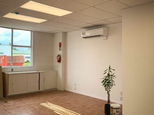 Commercial heat pump split system indoor unit in the office area