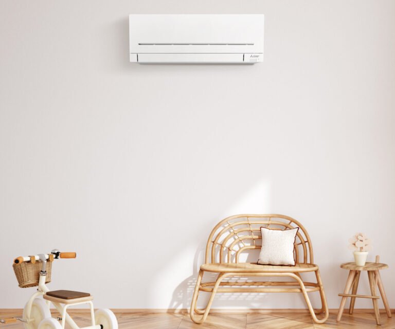 Mitsubishi AP Series High Wall Heat Pump Unit Lifestyle Photo in bedroom